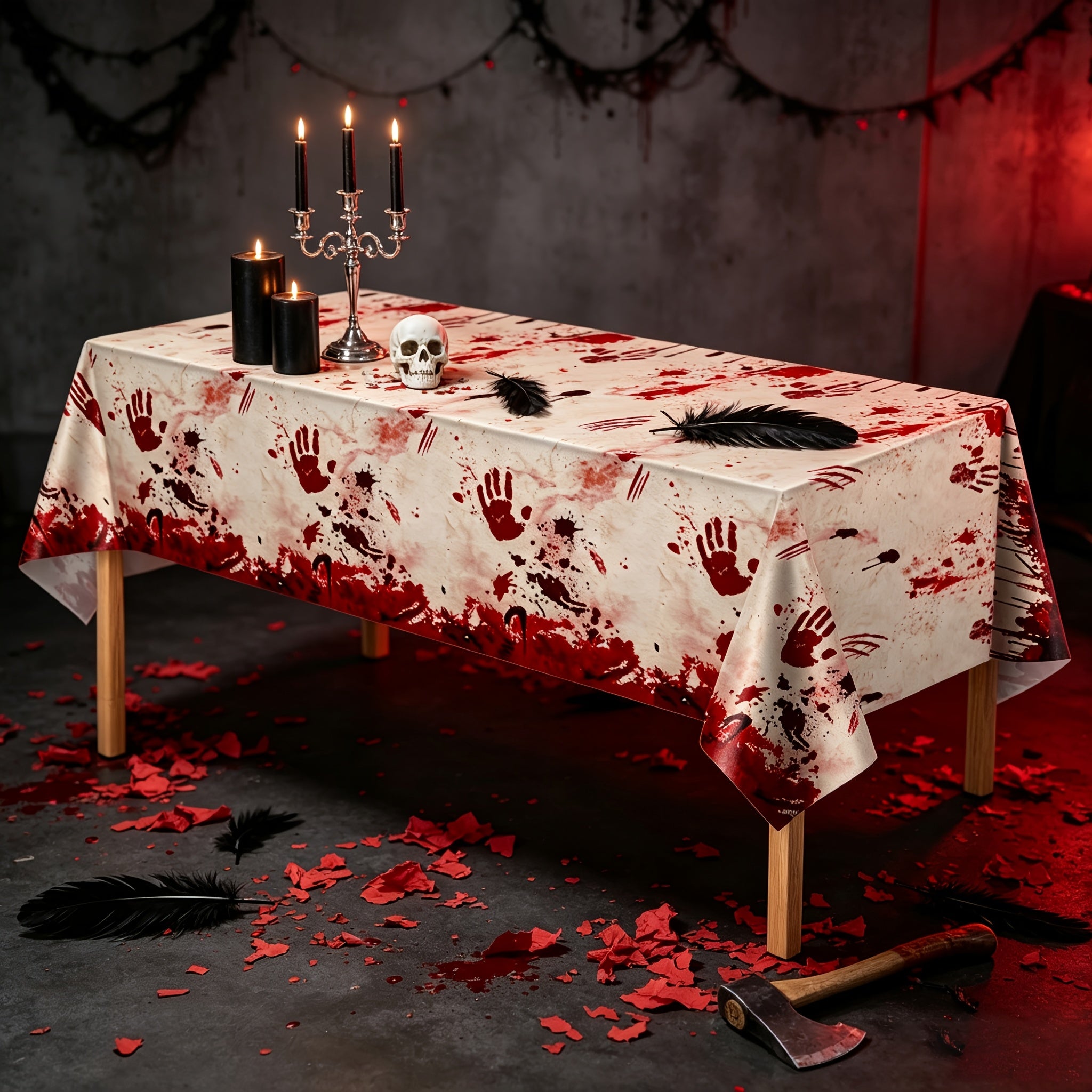1pc horror blood handprint splatter tablecloth perfect