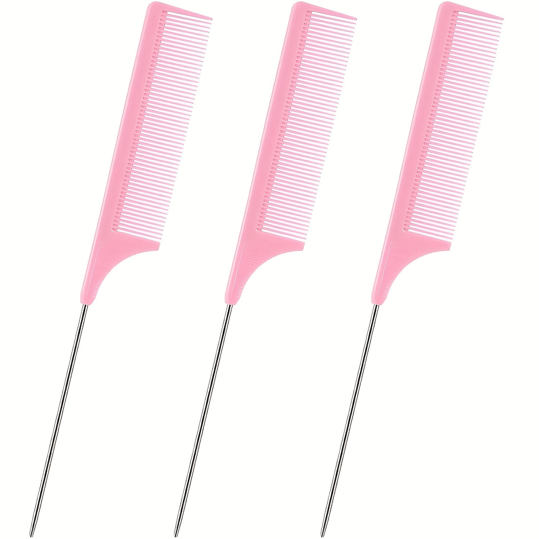 3 pack hair rat tail comb set parting teasing fine tooth
