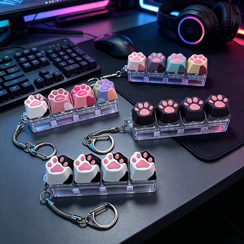 cute cat paw keyboard fidget toy   sound stress clicker