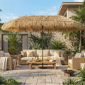 13ft triple head   thatch patio umbrella