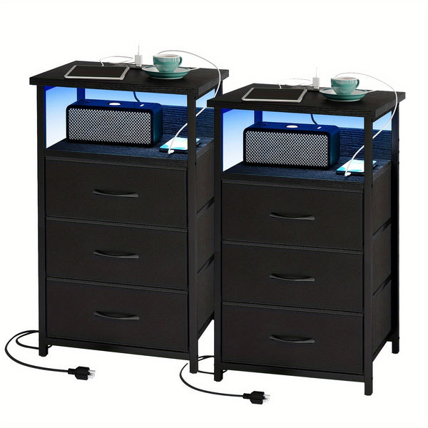 1 2pcs night stand display stand 1 2 3 4 drawers led