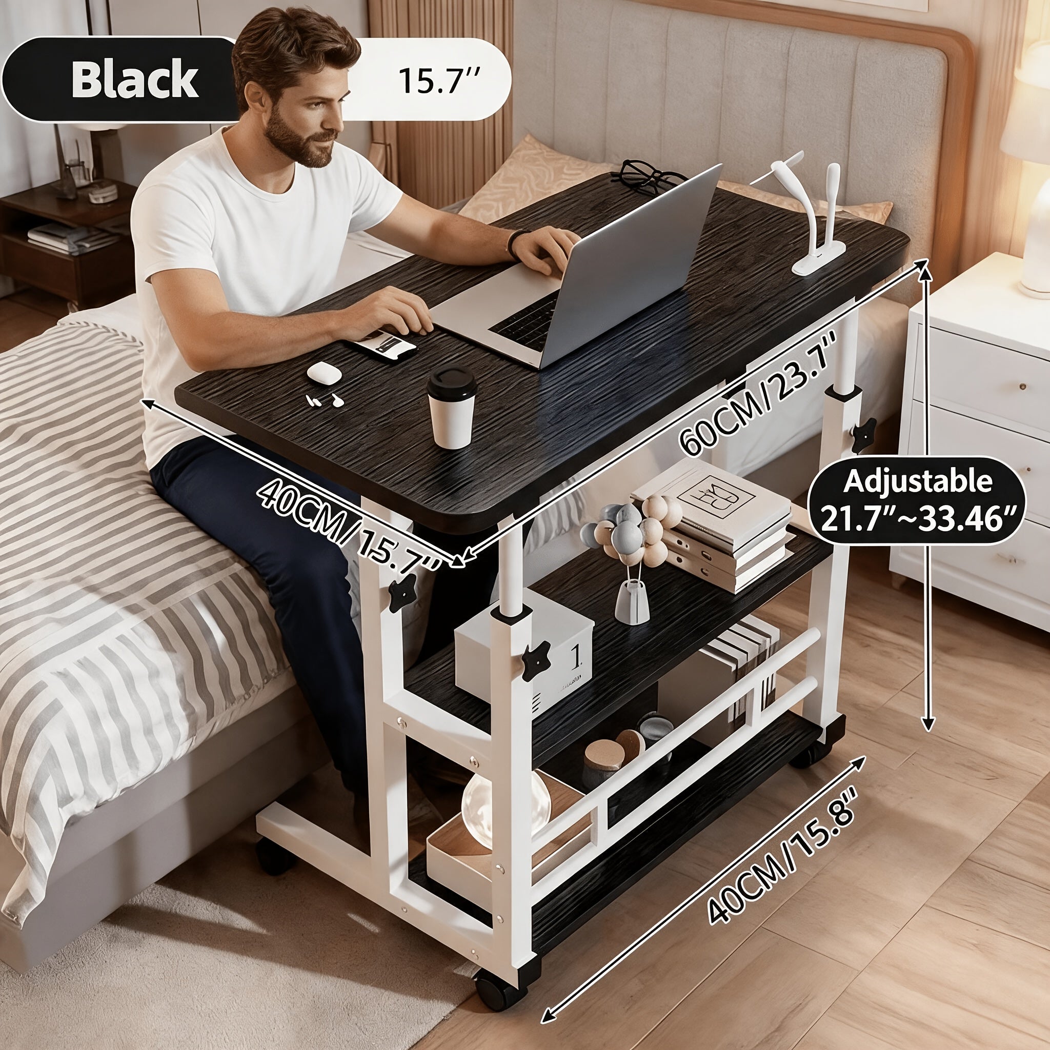 movable height adjustable bedside computer desk adjustable