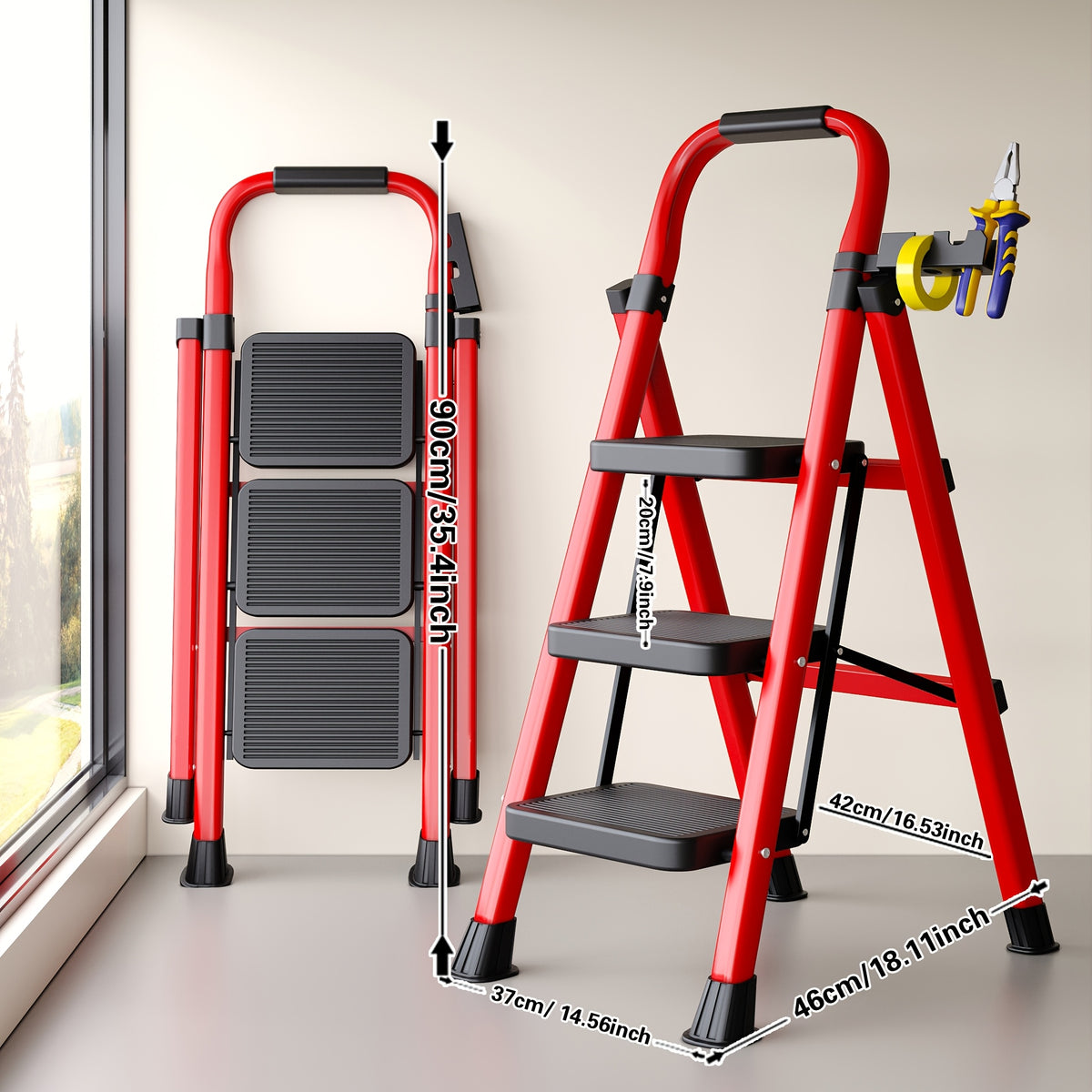 folding 5 4 3 step ladder portable multi functional ladder