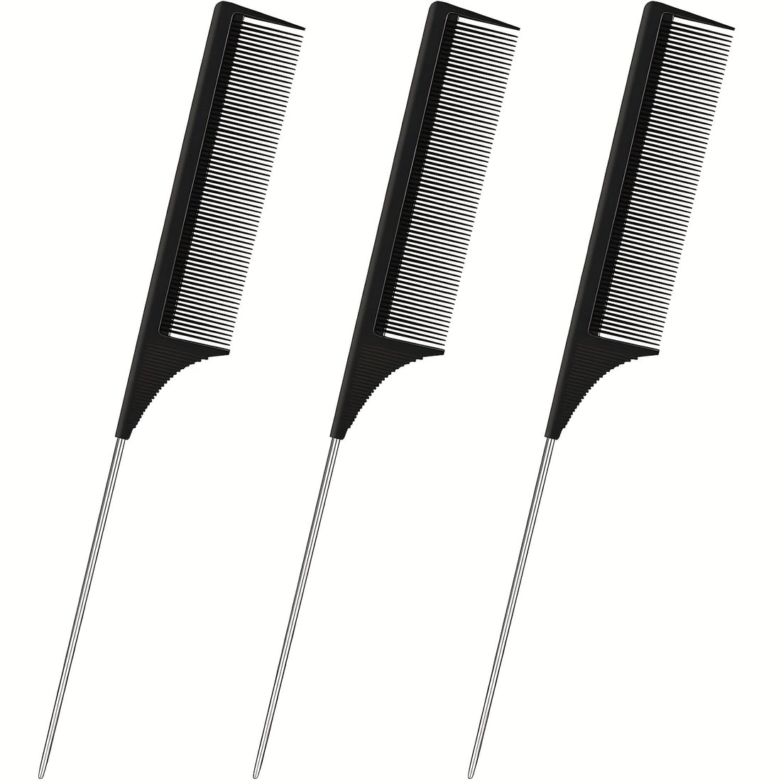 3 pack hair rat tail comb set parting teasing fine tooth