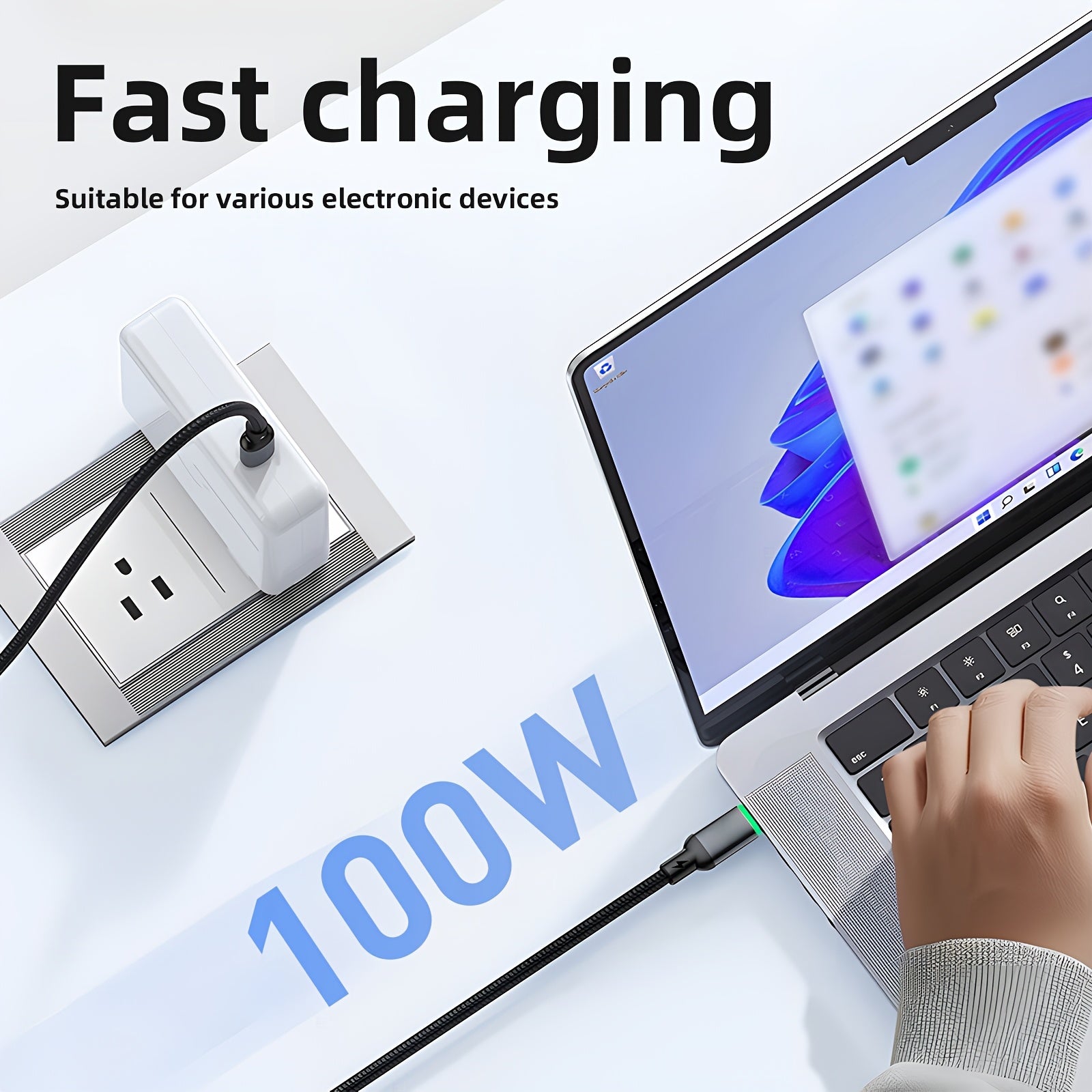 type c 100w nylon braided super fast charging data cable