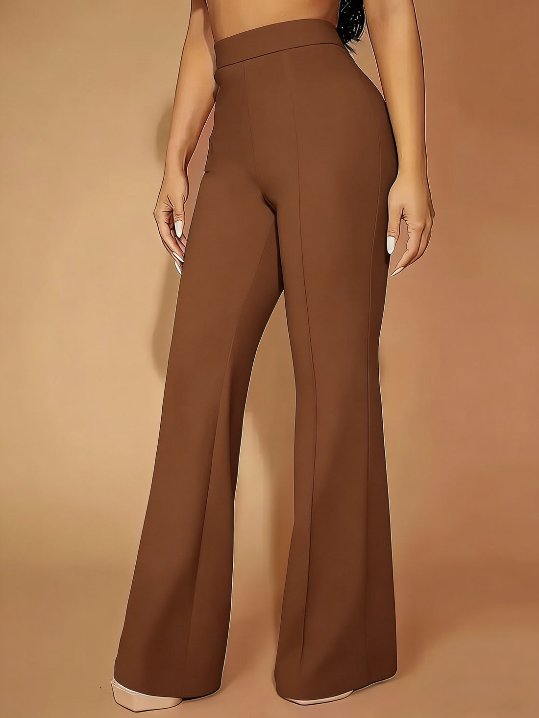 womens high waist wide leg trousers stretchy elastic