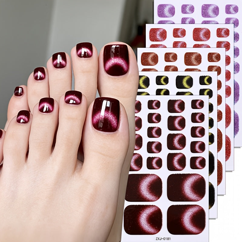 5 sheets full toe nail wraps summer colorful gradient moon