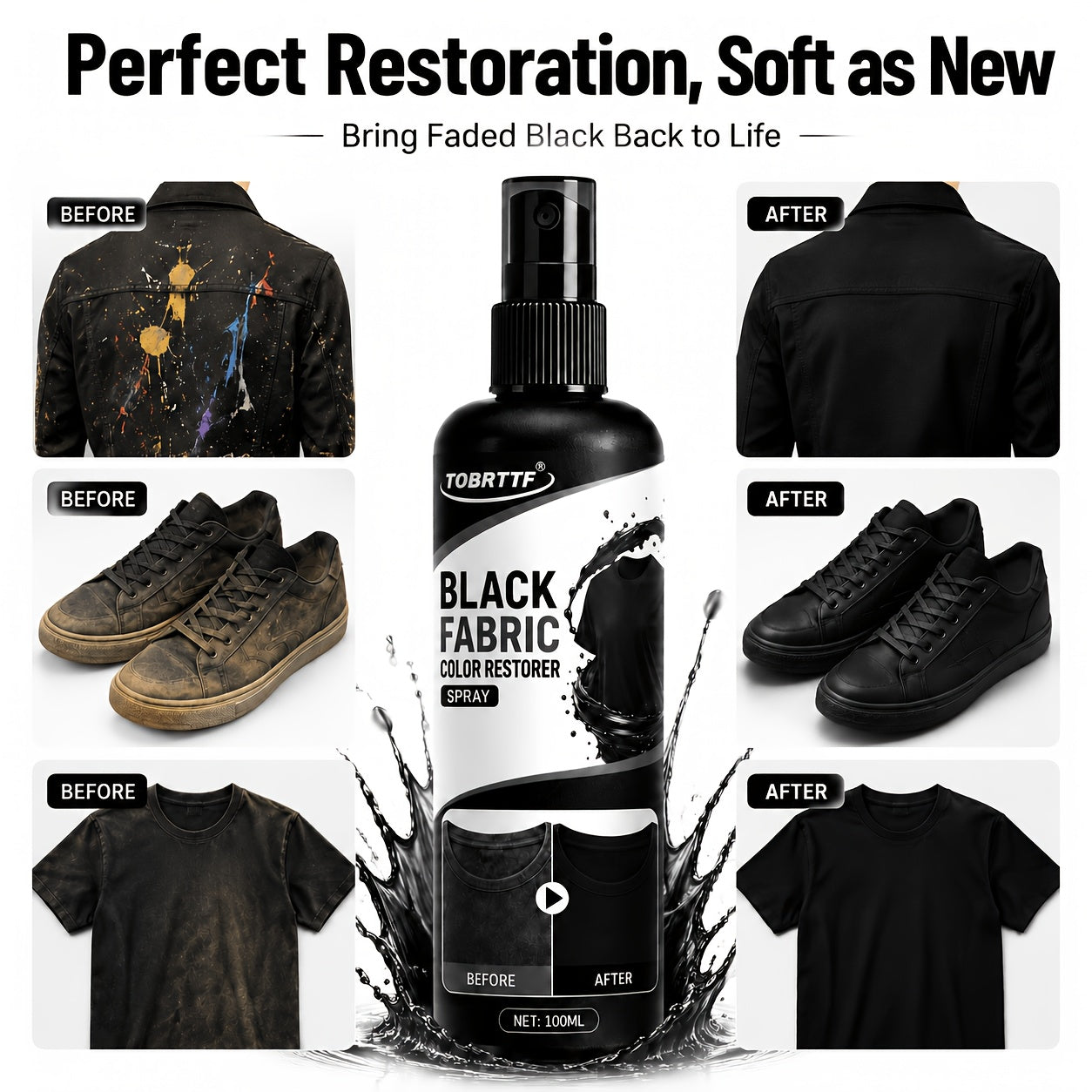 100ml black fabric color correction spray instant fade