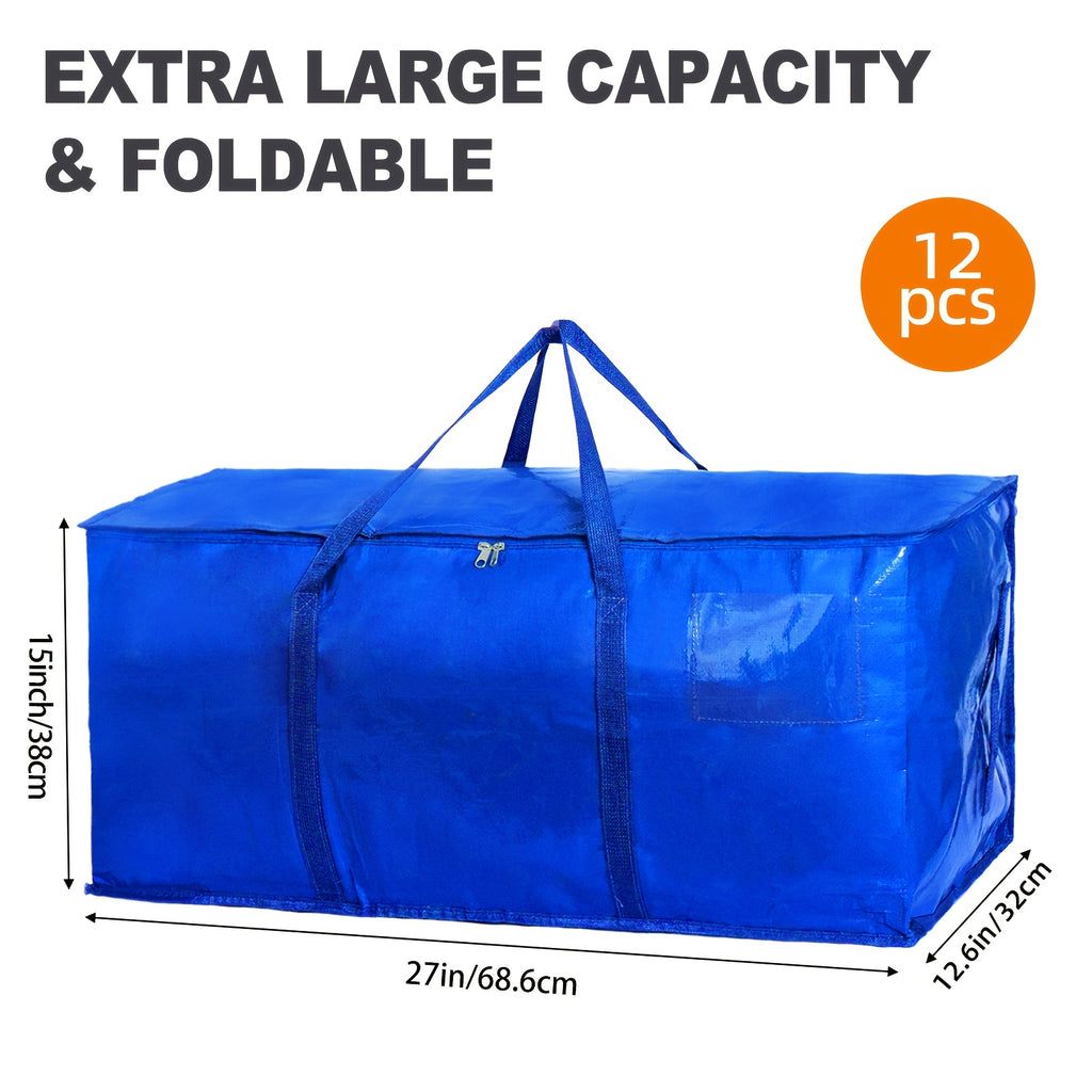12pcs extra large moving bags zippers carrying handles heavy