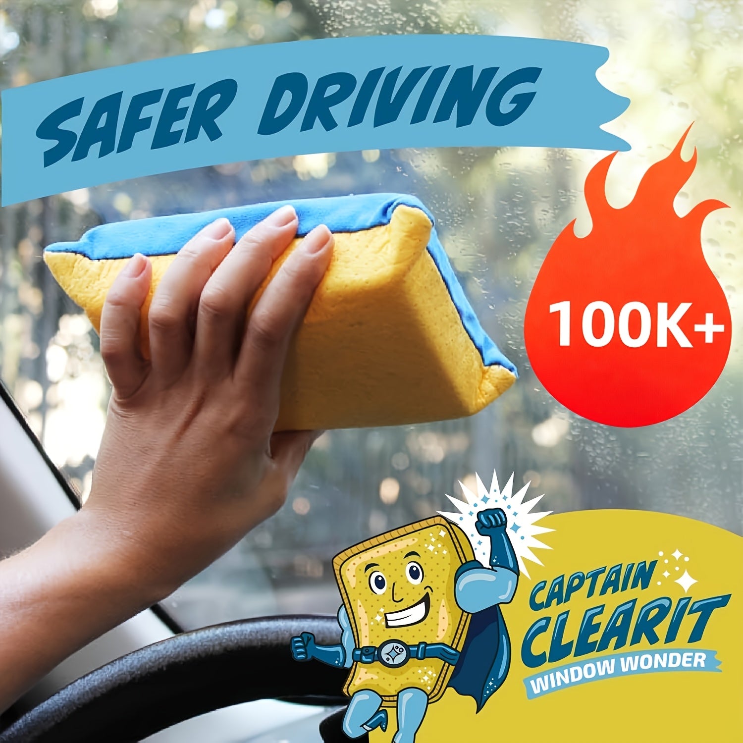 a large window defogging sponge   absorbency