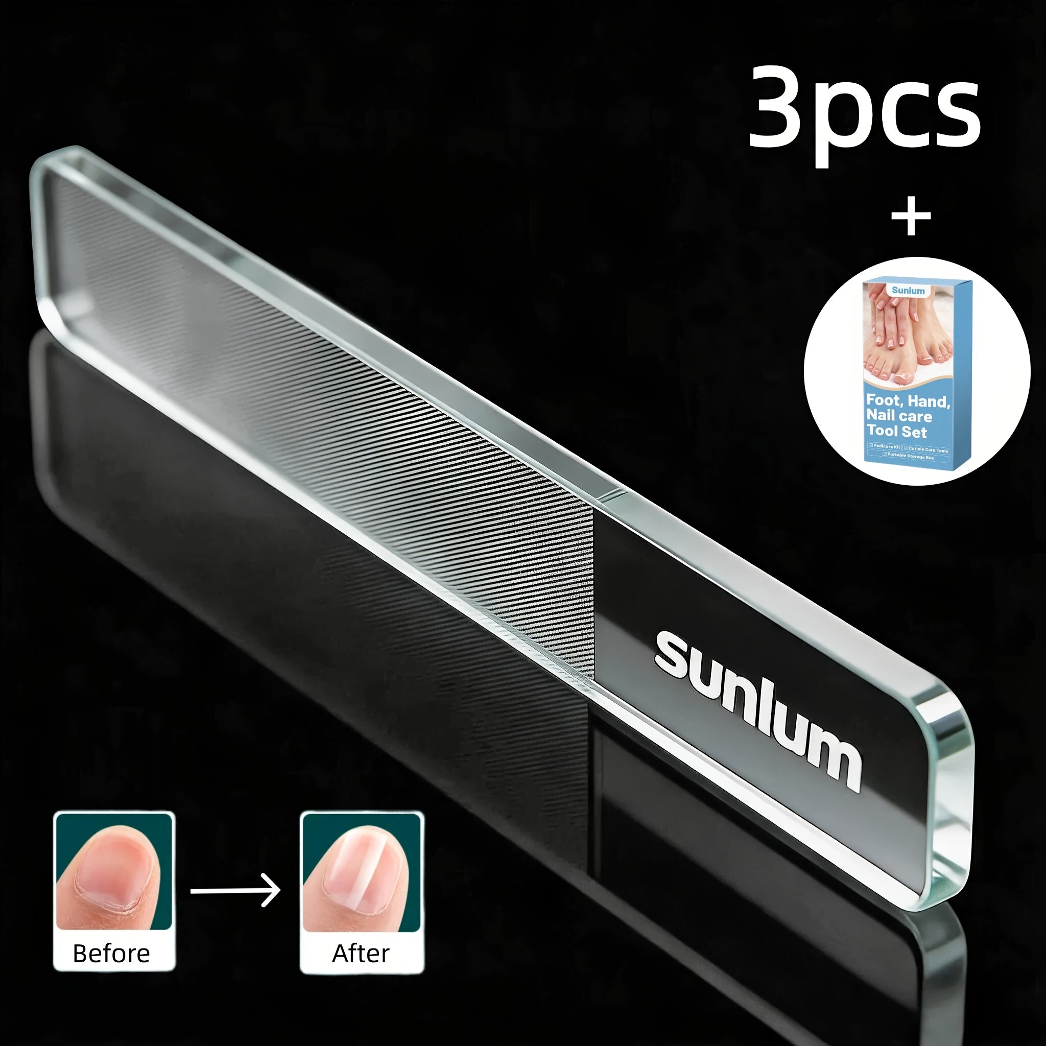 brand 3pcs set nano glass nail files nail polishing