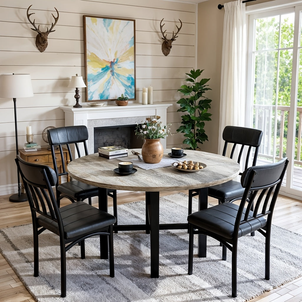 5pcs kitchen table chairs set dining table set 4 rounded