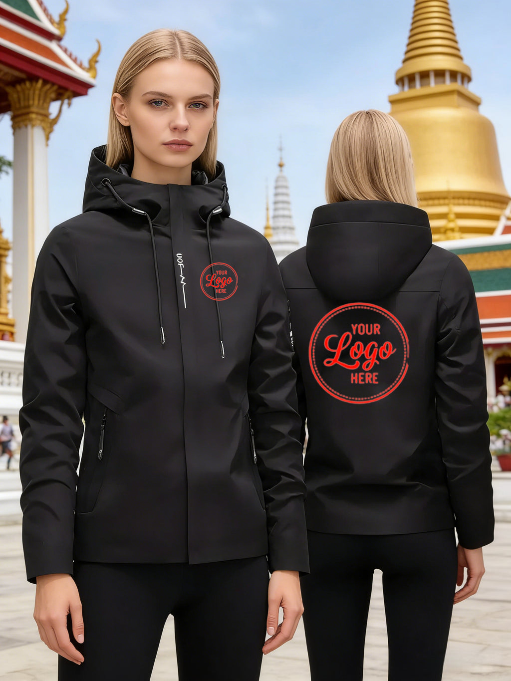 women   trendy windproof hooded jacket