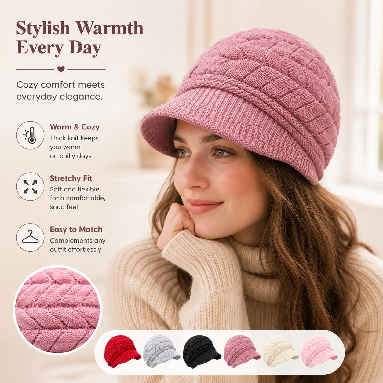 womens brim scarf beanie autumn winter casual warm beret