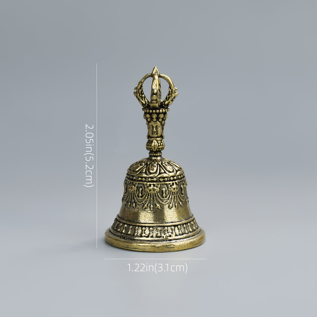one carved bronze bell hand held shaker clapping handle