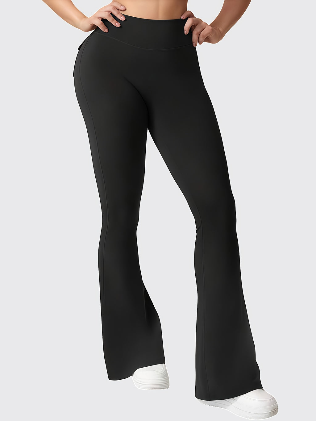 womens high stretch sporty flare yoga pants back waist