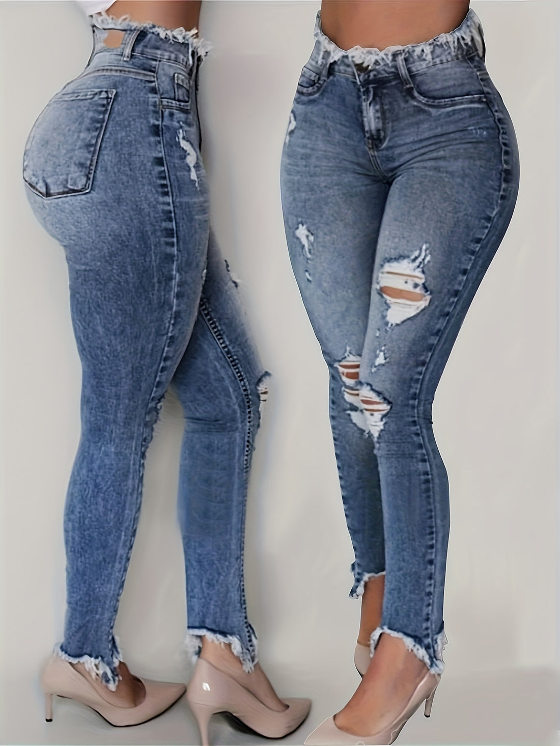 womens fashion irregular ripped jeans womens     jeans