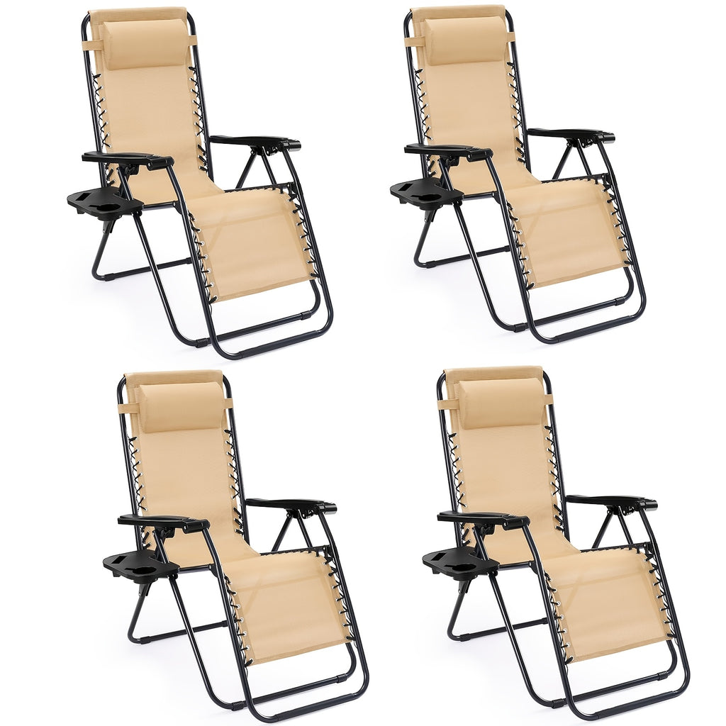 4pcs zero gravity lounge chairs foldable reclining outdoor