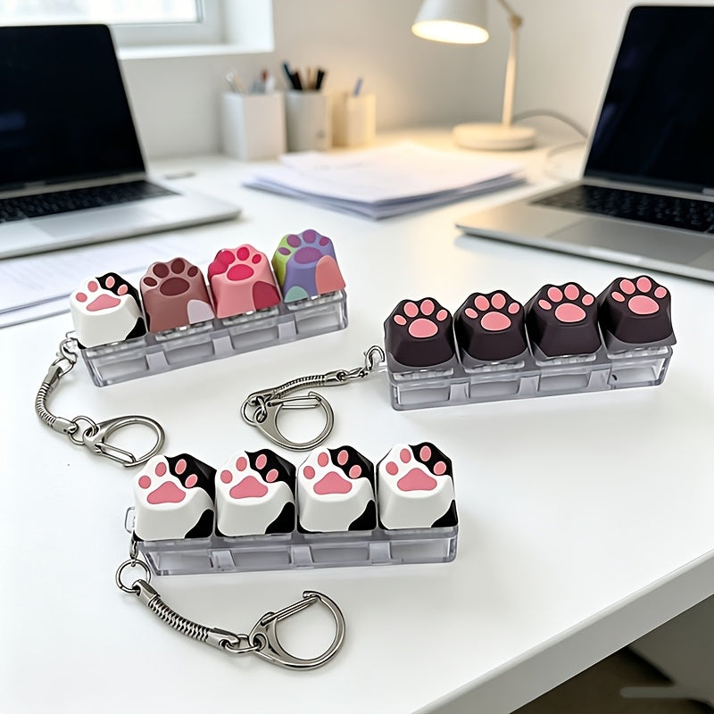 cute cat paw keyboard fidget toy   sound stress clicker