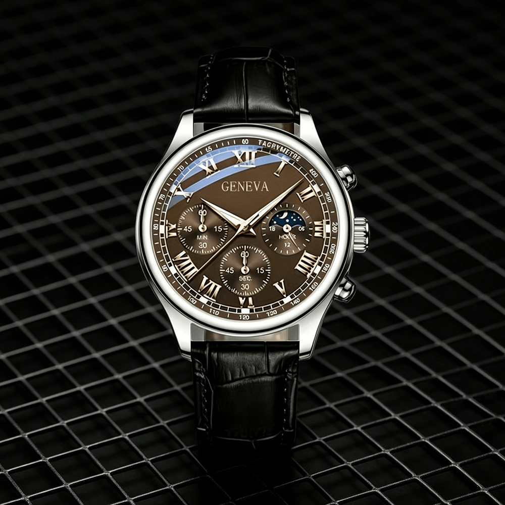 mens luxurious business faux leather round hand pointer