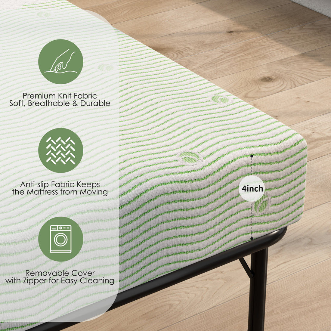4" Gel Memory Foam Mattress for Sofa Bed, Mattress Replacement For Sleeper Sofa, Couch Bed, Guest Rooms, Rvs & Boats - MATTRESS ONLY