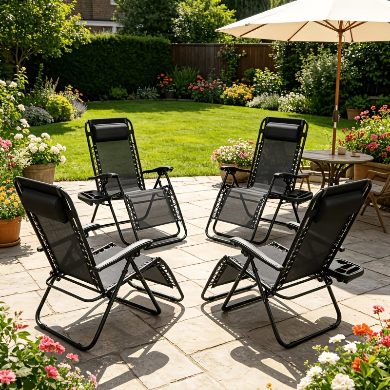 4pcs zero gravity lounge chairs foldable reclining outdoor