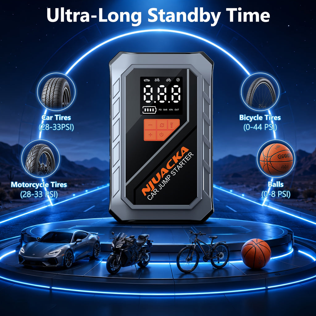 15000a 8 in 1 portable car jump starter air compressor 150