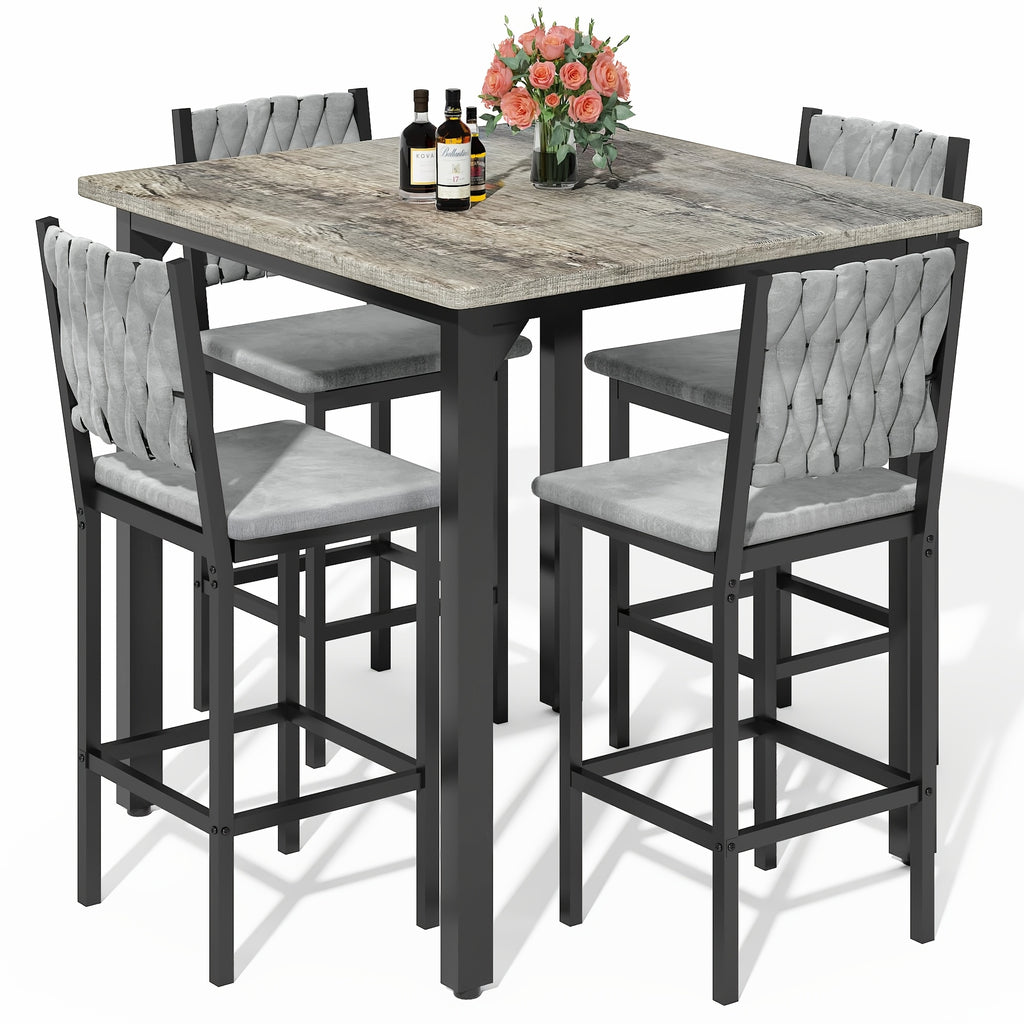5pcs dining table chair set 1 counter height table 4