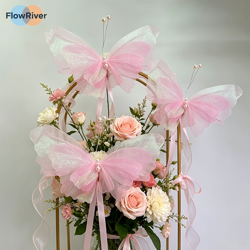 3pcs hangable wedding decorations tinsel gauze artificial