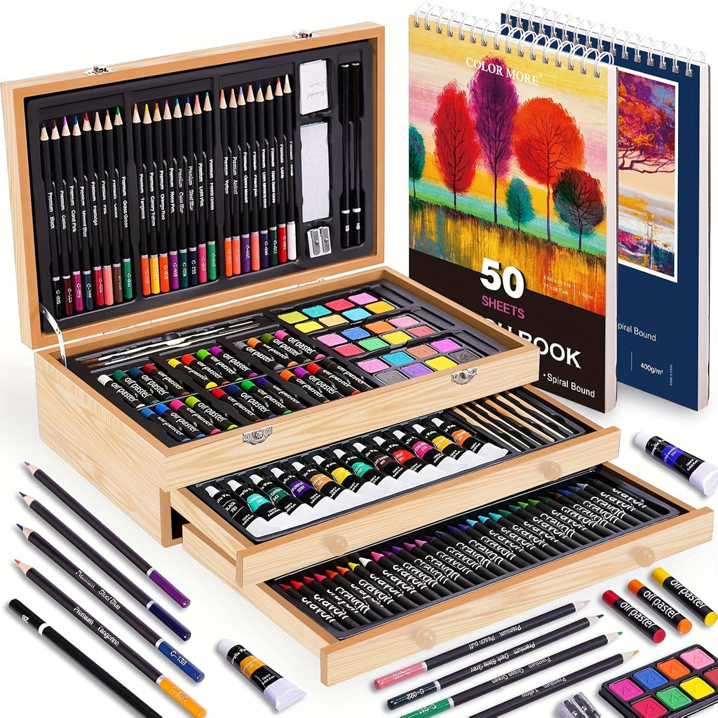 175pcs   set 2 drawing pads crayons acrylic paints