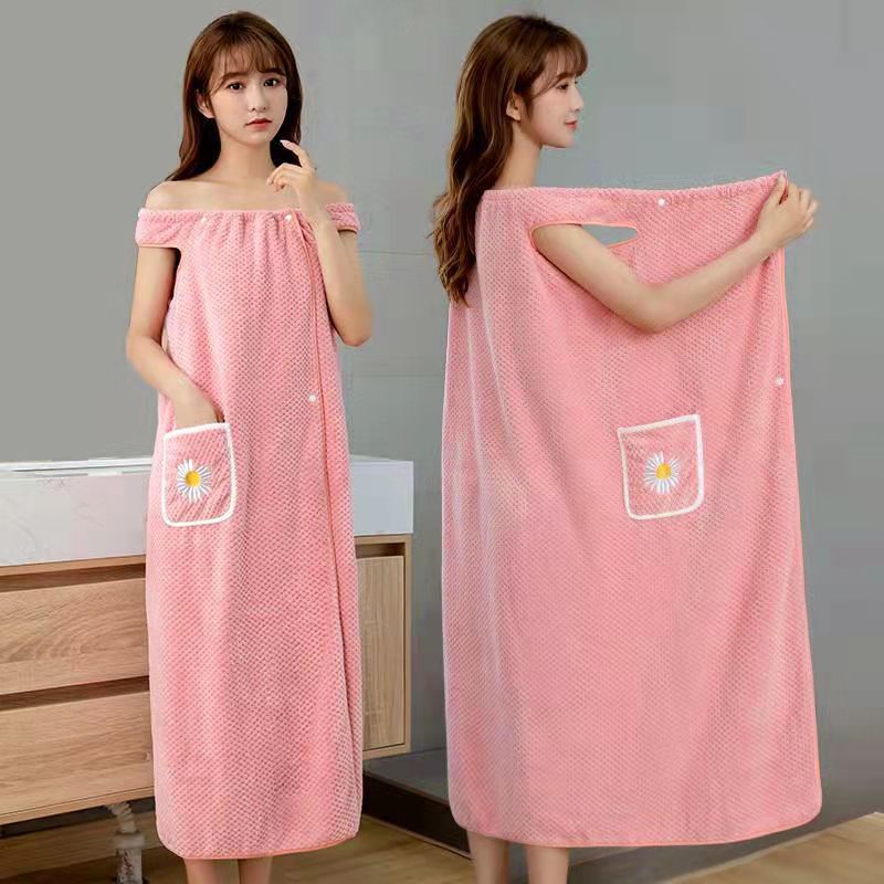 womens wearable pocket towel skirt non slip towel robe
