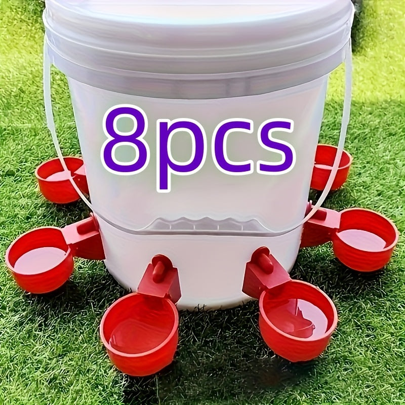 8pcs automatic poultry waterer set red plastic chicken