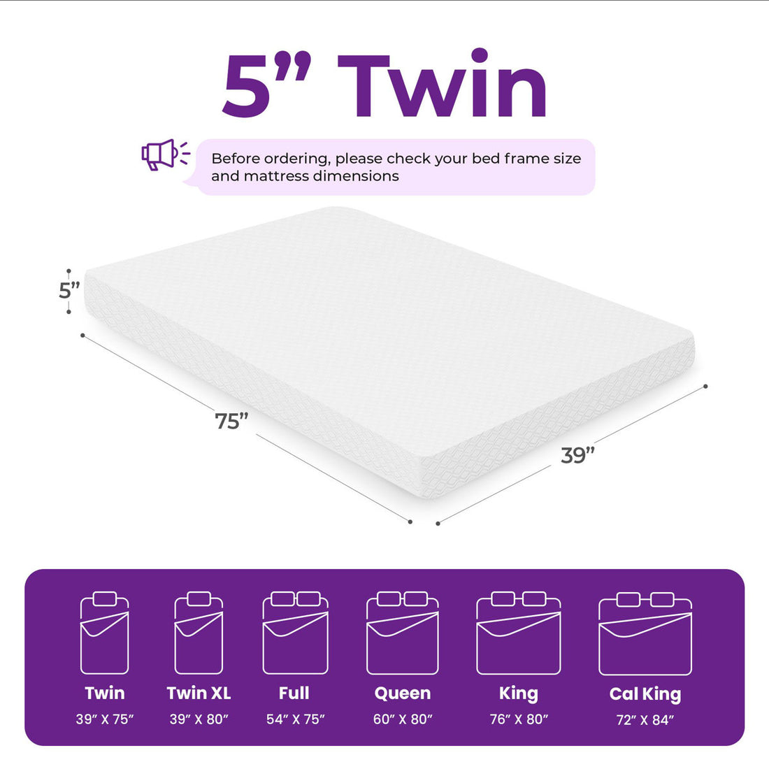 5" Medium Memory Foam Mattress