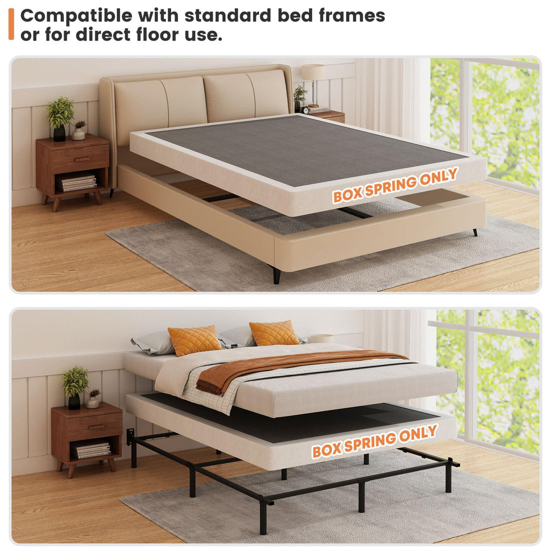 5 Inch Box Spring Low Profile Metal Frame Heavy Duty Easy Assembly