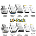 10pcs usb adapter set type c usb a otg converter usb type c