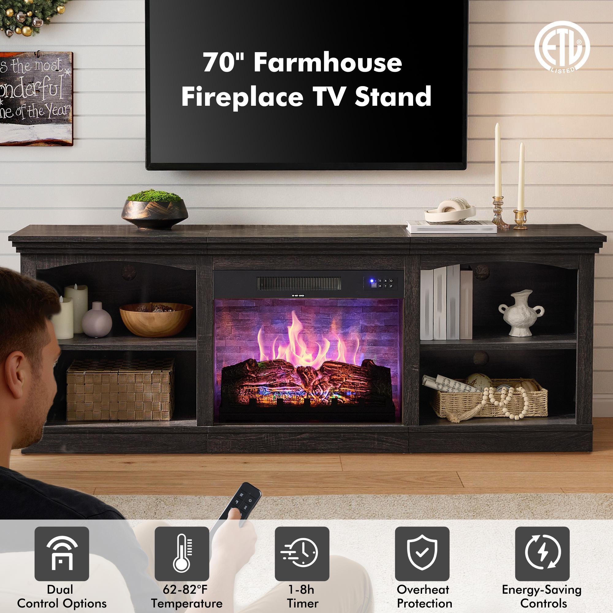 farmhouse tv stand 23 electric fireplace entertainment