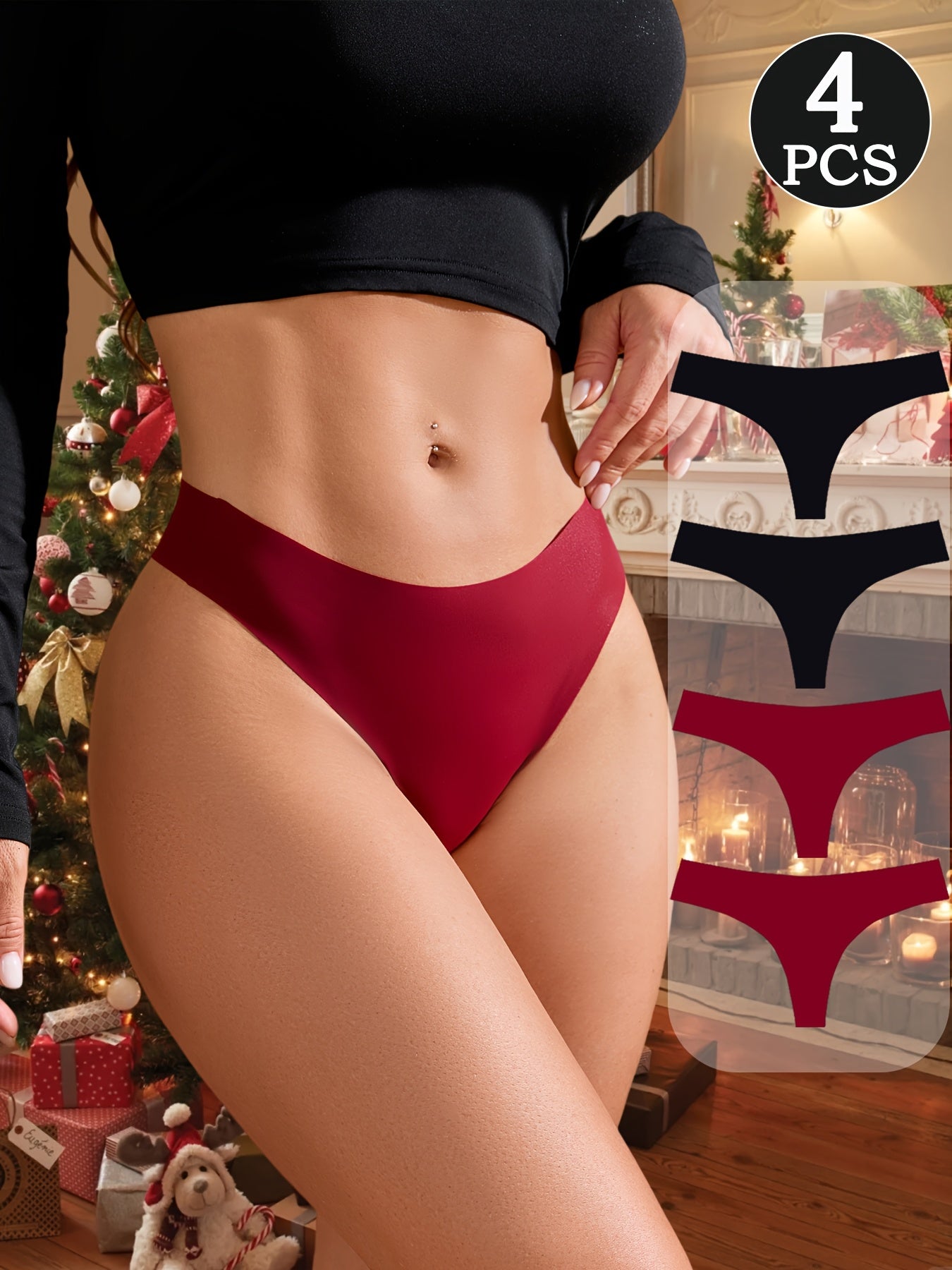 4 pack   v string   drop waist design comfortable