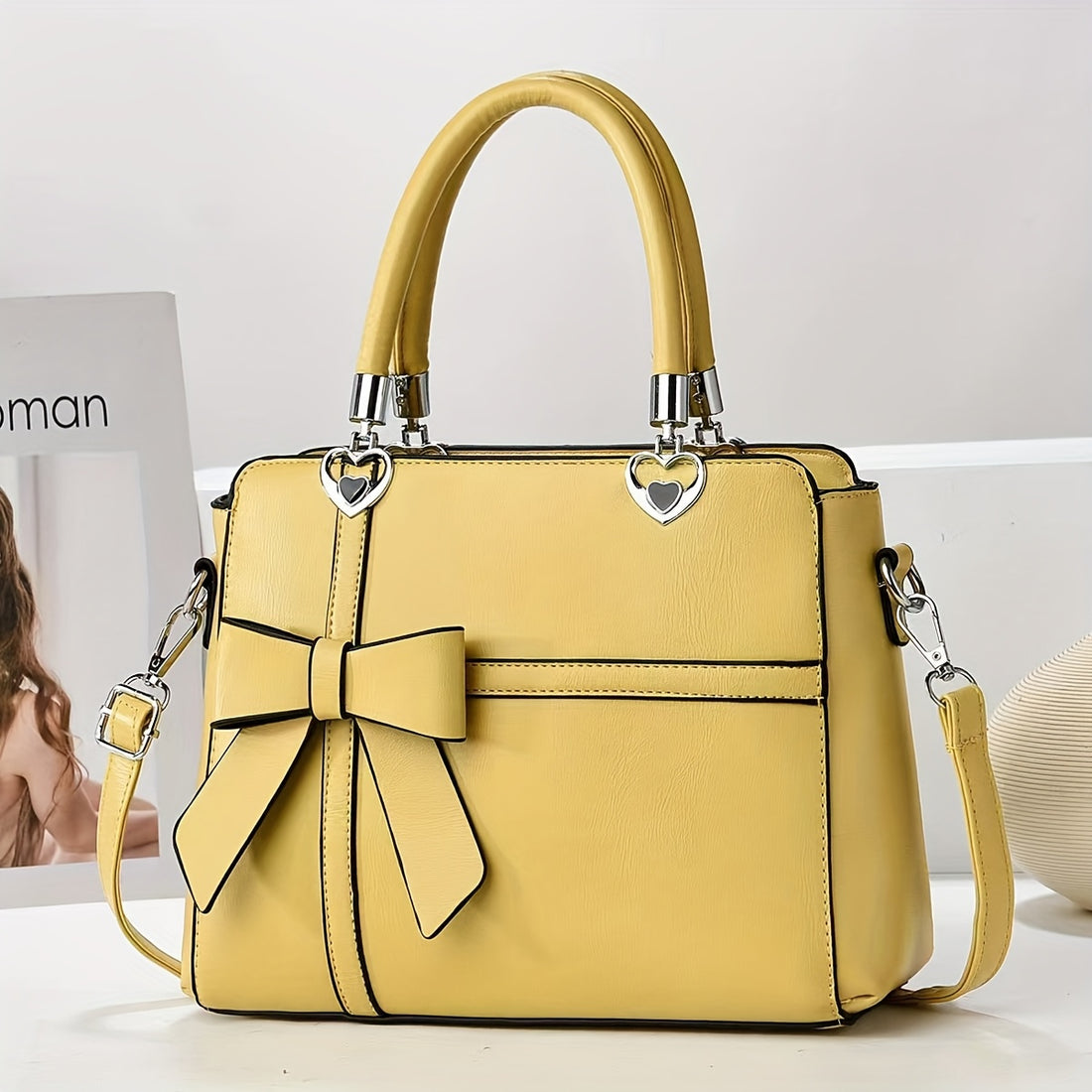 solid color bowknot handbag bags luggage temu