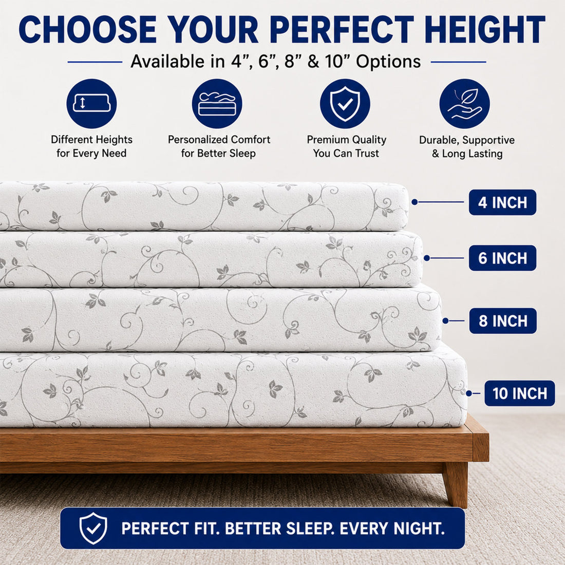 6-Inch High-Density Foam RV Mattress Replacement, Medium Firm, Camper Vans, 80" X 42"