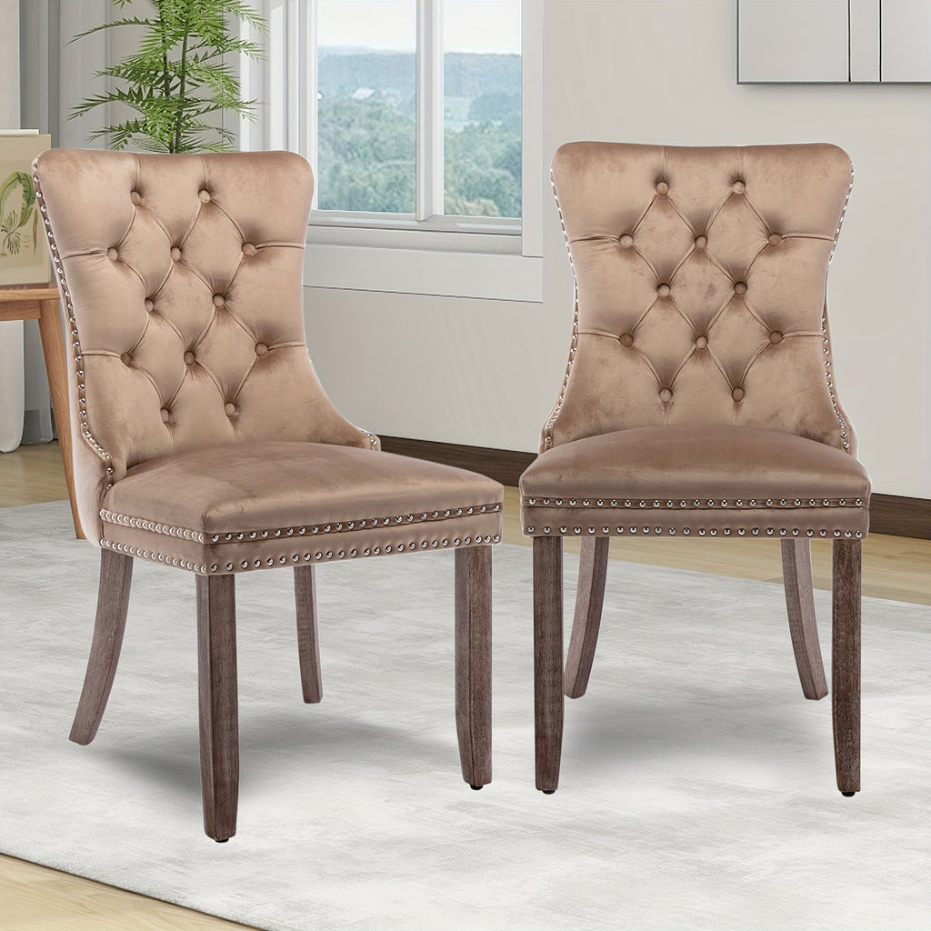 velvet upholstered dining chairs set 2 wingback dining room