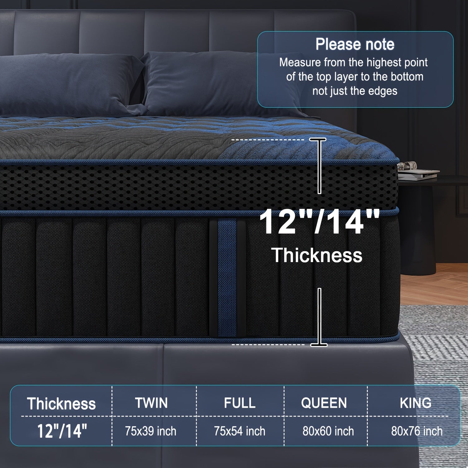 12 14 inch gel memory foam mattress