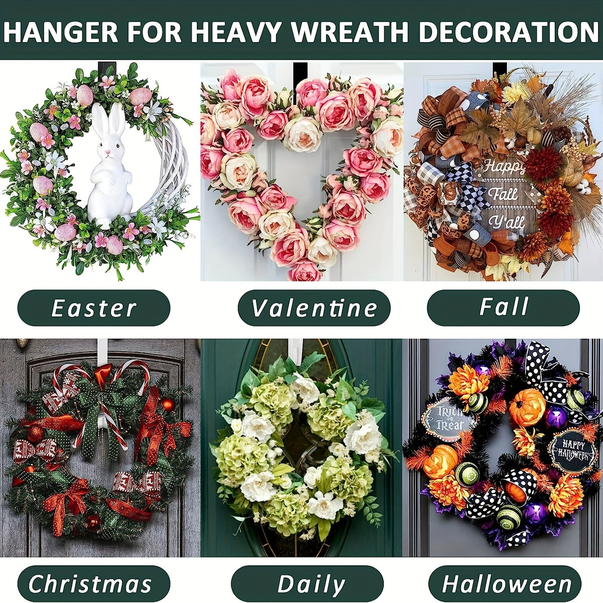 1pc   metal door wreath hook punch free heavy duty