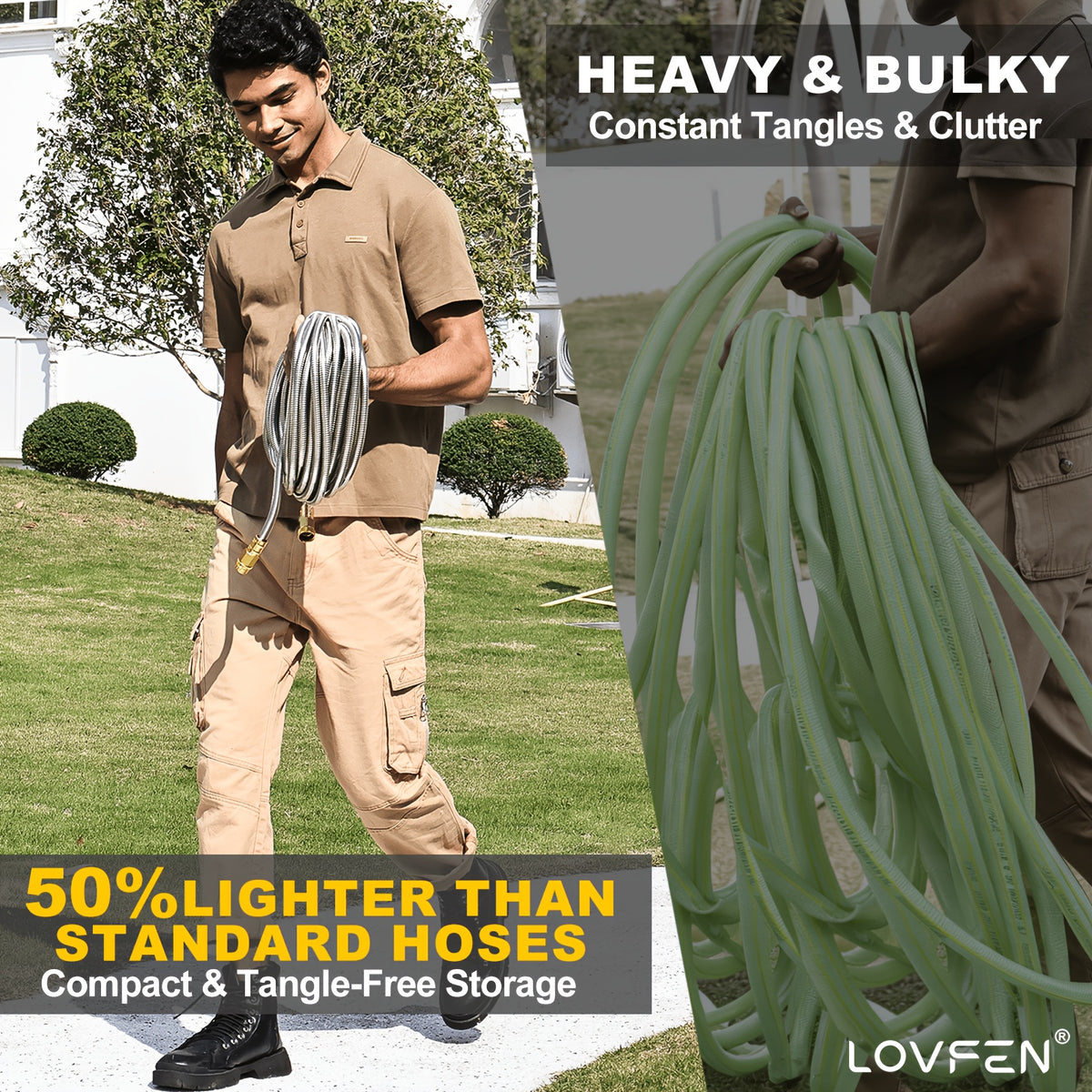 lovfen stainless steel metal garden hose kit heavy duty