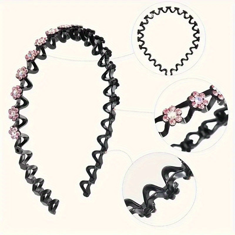 4pcs womens hair tie hair rope inlaid rhinestones beaded