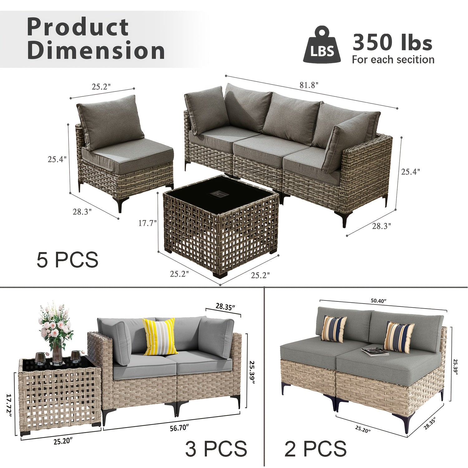 2 3 5 8 10pcs deep seat outdoor patio furniture set outside