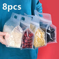 8pcs extra large reusable storage bags handles leakproof