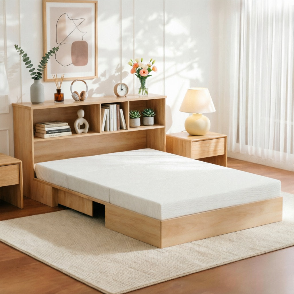 6" Tri-Fold Memory Foam Mattress, Portable Folding Murphy Bed Mattress With Removable Washable Cover & Free Storage Bag