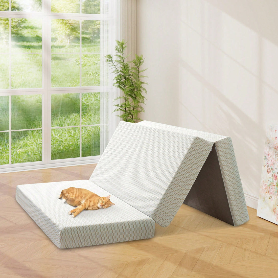 6" Tri-Fold Memory Foam Mattress, Portable Folding Murphy Bed Mattress With Removable Washable Cover & Free Storage Bag