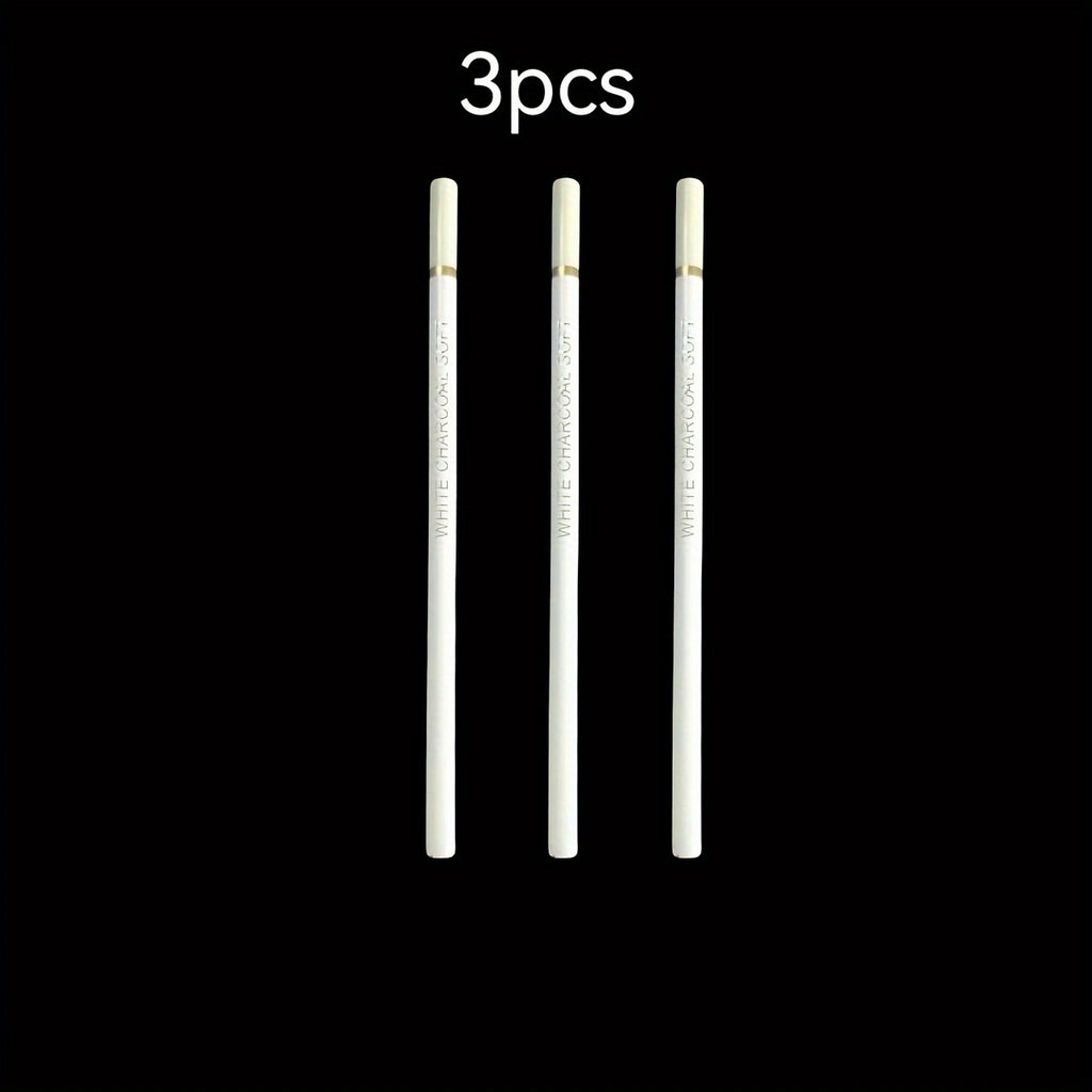 3pcs white charcoal pen highlighter soft