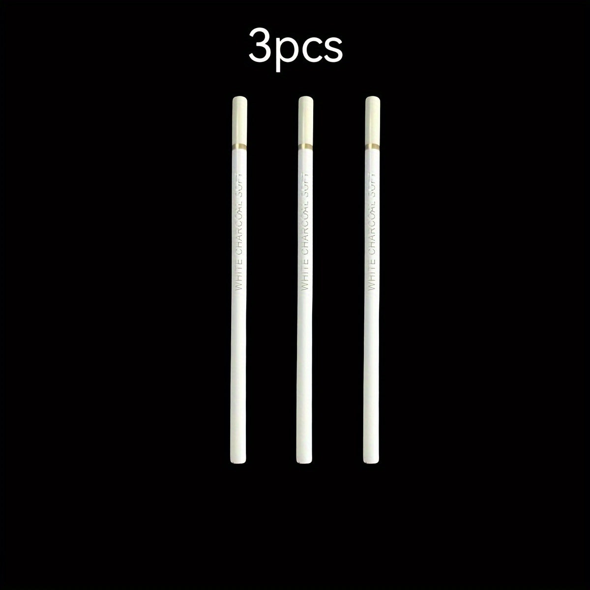 3pcs white charcoal pen highlighter soft